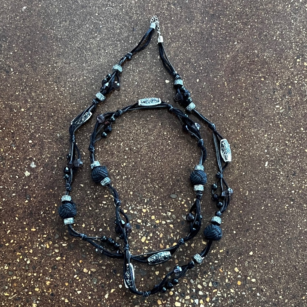 Beautiful black and silver-toned beads necklace